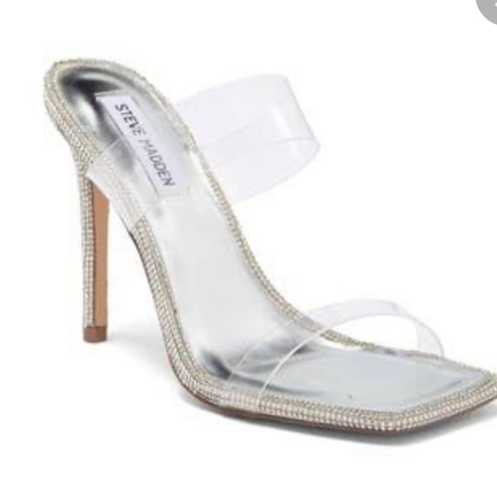 NWT Steve Madden Size 9 Embellished Translucent Strap Stiletto Sandal